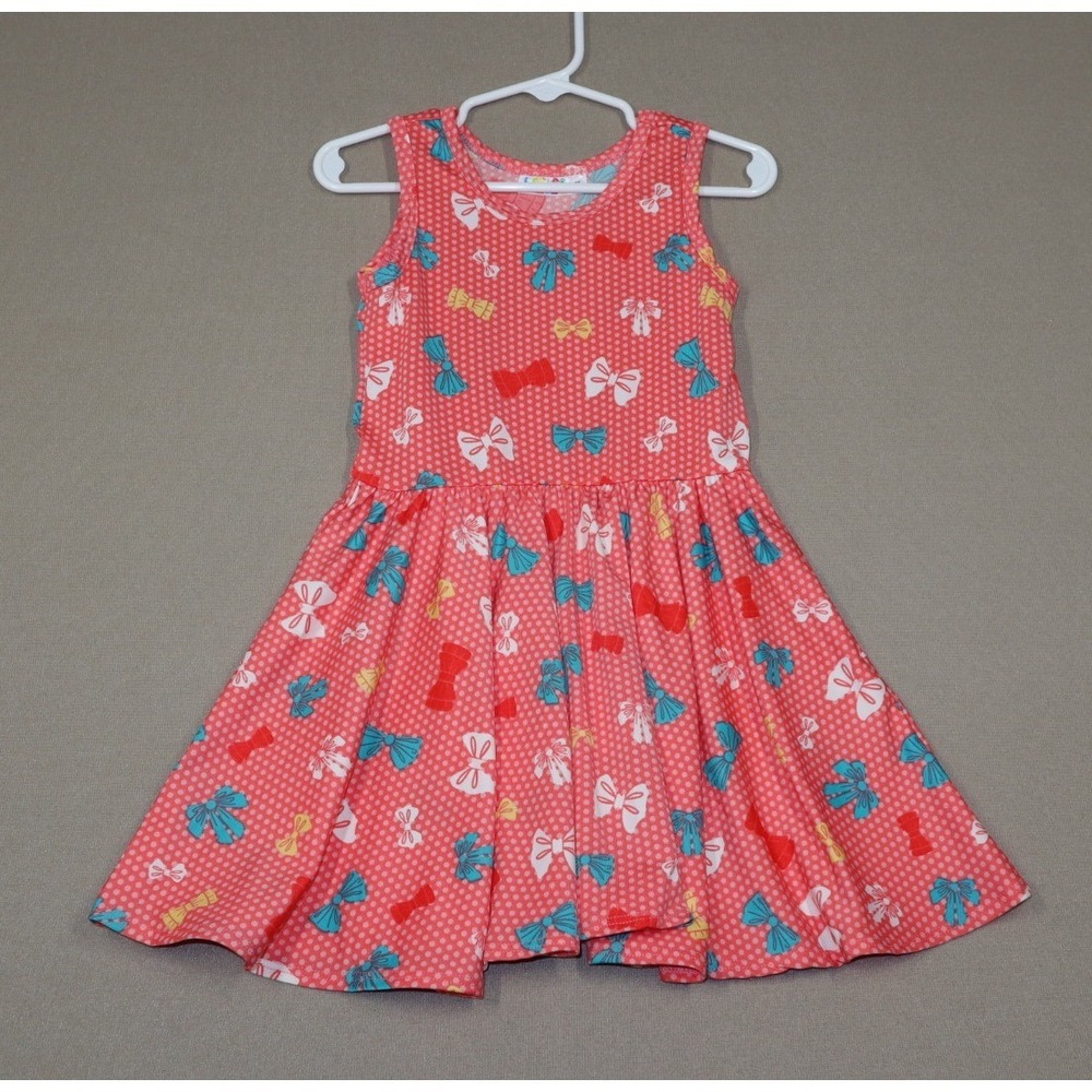 Dot Dot Smile Little Girls Tank Dress - Pink Bows and Polka‎ Dots - Size 2T
